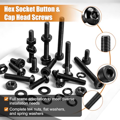 mankk 2362PCS M3 Metric Screws Assortment Kit 18 Size (4 6 8 10 12 16 20 25 30 35mm) Hex Socket Head & Button Head Bolts Kit 12.9 & 10.9 Grade Black Alloy Steel M3 Machine Screw - size: M3 -2362PCS, style: Hex Socket Cap