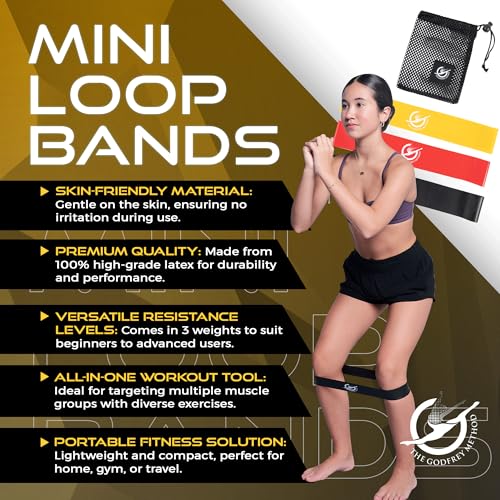 Pink Mini Loop Bands - Resistance Training - Dance - Exercise - Physical Therapy - color: 3 Pack - Yellow, Red, Black