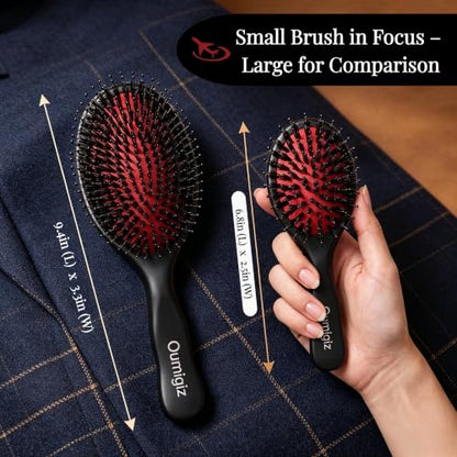 Small Boar Bristle Hair Brush Since 1965 British Craftsmanship Handmade | Wooden Mini Travel Hairbrush Gentle Detangling Smoothing Women Kids Toddler Thick Thin Fine Frizzy Hair, Compact Purse Brush - size: Small