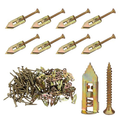 DFD 200 PCS Self Drilling Drywall Anchors 2025 Upgraded Zinc Plated Steel Wall Anchors Easy Application no Drill or Holes in Wall (100 PCS zinc Screw and 100 PCS Steel Anchors 0.47X1.18in)