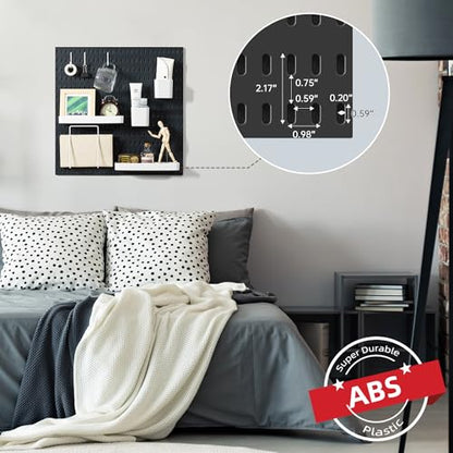 VUSIGN Pegboard Combination Wall Organizer Kit 22" x 22", Black | 4 Pieces Pegboards and 17 Accessories, Wall Mount Display Peg board Panel Kits for Bedroom, Home, Office, Bathroom - color: Black - 4 Pieces