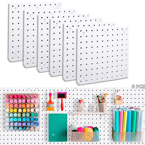 6Pcs Peg Board, Pegboard Wall Organizer Panels, White Pegboard Wall Mount, ABS Pegboard for Craft Room Garage Kitchen Workshop Garage, ABS Peg Boards Easy Installation (White) - size: White Peg Board- 6Pcs