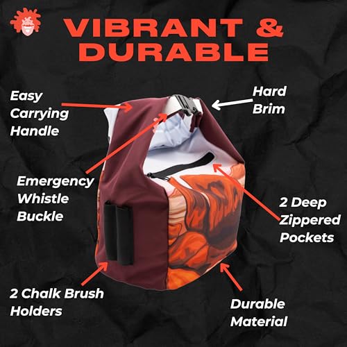 Chalk Bucket for Outdoor Bouldering and Gym Rock Climbing | Cool Nature National Park Colorful Design Patterns | Durable Hook and Loop Closure and Zippered Pockets