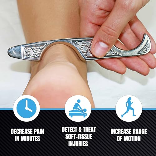 HawkGrips, HG4 Small Multi-Curve Massage Therapy Tool, IASTM with Massage Fragrance-Free Emollient Cream 8oz, Stainless Steel for Soft Tissue, Fingers, Hands, Toes and Feet