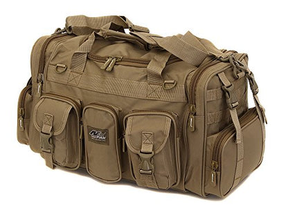 Mens Large 22" Inch Tan Duffel Duffle Military Molle Tactical Gear Shoulder Strap Travel Bag - color: Tan