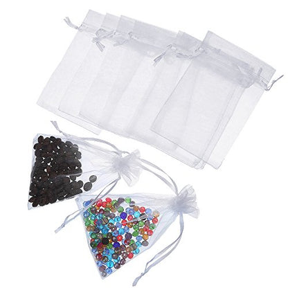 Boshen 100/200PCS Organza Gift Candy Sheer Bags Mesh Jewelry Pouches Drawstring Bulk for Wedding Party Favors Christmas 3"x4" 4" X 6" 5"x7" (3" X 4"(100PCS), White) - color: White-3" X 4"(100PCS)