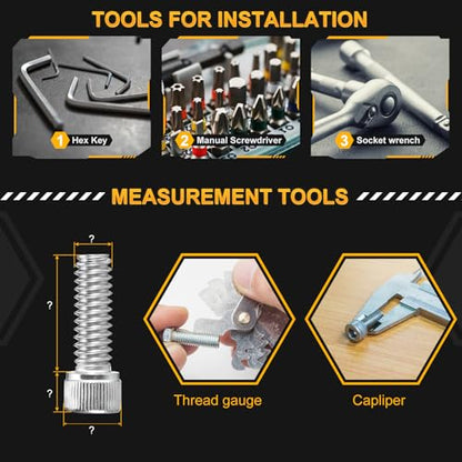 DTGN 1/4"-20x1 Socket Head Cap Screws Bolts - 50Pack - Good for Road Bicycle, Mountain Bike, Auto, Motorcycle - 304 Stainless Steel Hex Head Metric Screws - Silver - size: 1/4"-20x1"