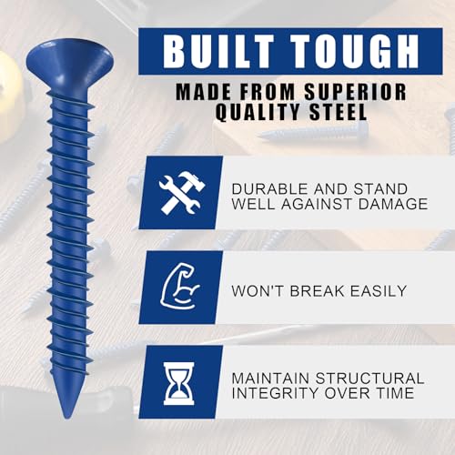 MorningRo Diamond Tip Concrete Screws Anchor with Drill Bit for Anchor Masonry, Block, Brick, Cement, Stucco(3/16" X 1-1/4",Phillips Flat Head) - size: 3/16" X 1-1/4", style: Phillips Flat Head