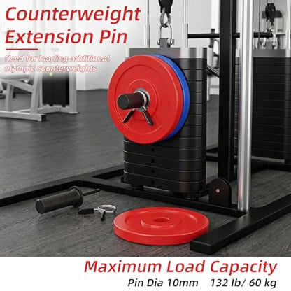 Gym Pin for Weight Stack Machine, Weight Stack Pin with Spring Clip Collar, Weight Stack Extender Pin for Gym Cable Machine, Commercial Gym and Home Gym Fitness Equipment