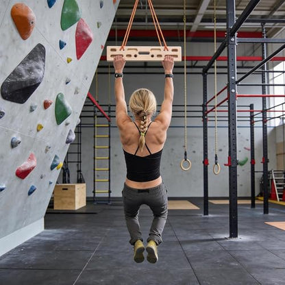 Climbing Hangboard Wooden Multi-Grip Portable | Rock Climbing Pull Up Bar Grip Trainer for Climbers Beginner Men Women Home Gym Indoor Fitness Workout