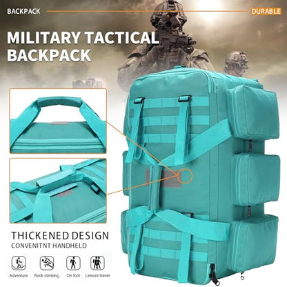 3 In 1 Military Duffel Bag 50L Gym Bag for Men Convertible Weekender Backpack for Sports Travel Basketball (50L-LakeBlue) - color: 50L-LakeBlue