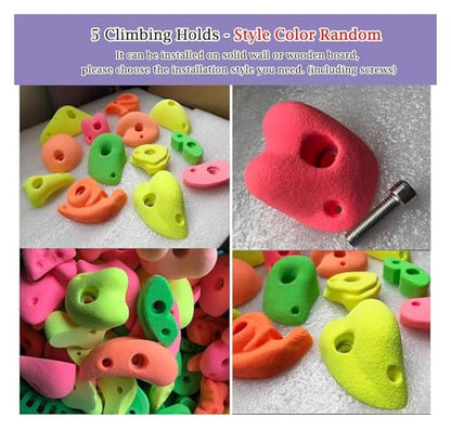 Climbing Kit,Climbing Holds, Set of 5 Screw-On Rock Climbing Holds, Random Style Climbing Grab Rocks, Home School Rock Climbing Wall(5pcs-Plank Installation) - size: 5pcs-Plank installation