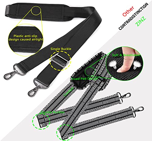 ZINZ Shoulder Strap 58" Ultra-Thick Fixed Padded and Adjustable Buckles Crossbody Strap for Briefcase Laptop Bag Luggage - color: Black White Jacquard