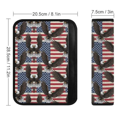 2PCS Eagle USA American Flag Car Seat Belt Pad Breathable Shoulder Protector for Girls and Boys, Most Cars, Anti-Slip Pad - color: Pattern 28