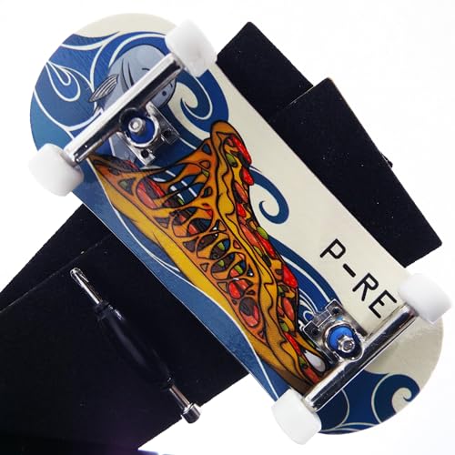P-REP V2 Pro Performance Complete Wooden Fingerboard kit with Urethane Wheels and Bushings 34mm - Eater Pizza - color: Eater Pizza