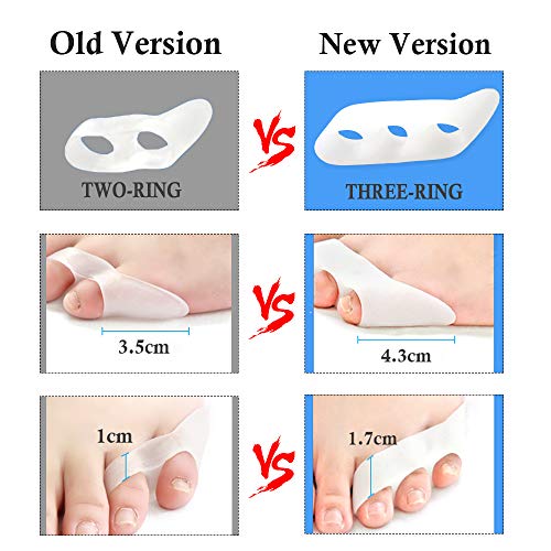 Pnrskter Pinky Toe Separator, 10Pcs Triple Gel Toe Protectors | Little Pinky Toe Spacer for Overlapping Toe, Curled Pinky Toes Separate and Protect, Relief from Friction