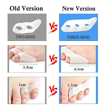 Pnrskter Pinky Toe Separator, 10Pcs Triple Gel Toe Protectors | Little Pinky Toe Spacer for Overlapping Toe, Curled Pinky Toes Separate and Protect, Relief from Friction