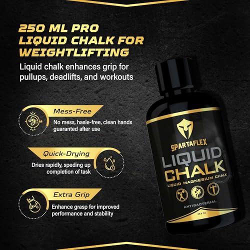 SpartaFlex 250ml Pro Liquid Chalk for Weightlifting Chalk, Rock Climbing, Gymnastics, Lifting Chalk, Hand Chalk for Weight Lifting, Gym Chalk for Powerlifting, Liquid Grip Liquid Chalk Climbing
