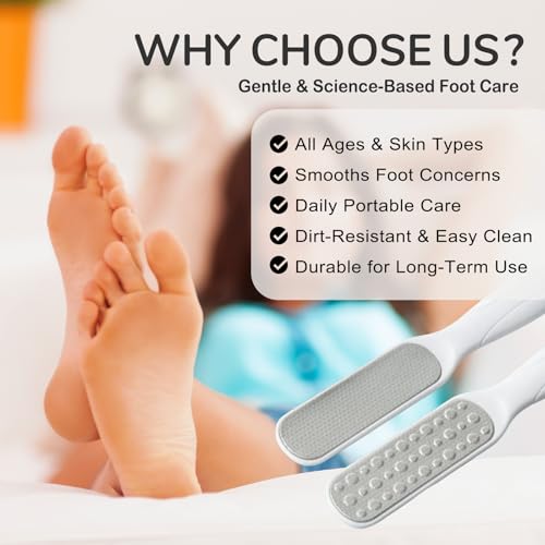 HANMU Dual-Sided Foot File & Toe Callus Remover Set - Durable Foot Scrubber | Smooths hands, feet, toes & cracked heels. Removes rough dead skin. Wet or dry use. Salon at home hygienic pedicure tool