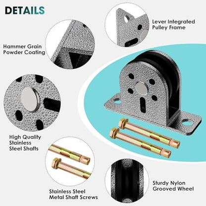 Cable Rope Bearing Pulley Wheel, Wall-Mounted Fixed Pulley Weight System for Home Gym, Weightlifting, DIY Fitness Equipment, Ceiling Mount Accessories - color: Grey-2pcs
