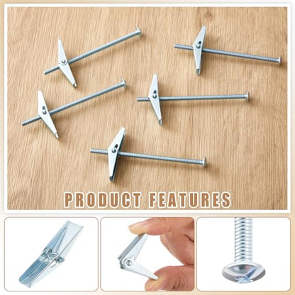 Yaocom 100 pcs 3/16'' x 4'' Toggle Bolts Butterfly Screws Anchors Heavy Duty Wall Anchors for Drywall with Wing Nuts for Hanging Heavy Objects on Drywall - size: 3/16" X 4"