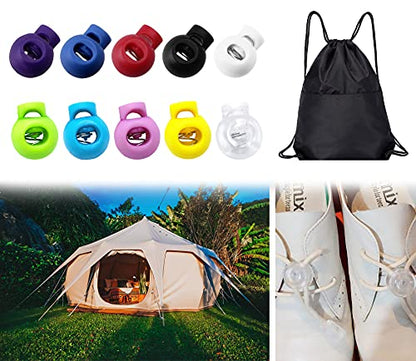 100Pcs Spring Cord Lock, Toggle Stoppers, Single Hole End Round Fastener Buttons Slider, Elastic Drawstring Rope Lock for Camping, Hiking, Backpacks, Shoelace, Sportswear