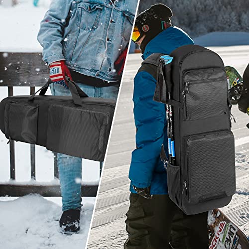 DSLEAF 25”-30” Snow Shoes Bag, Snowshoes Backpack with Pockets, Bag Only | Water-resistant Main Space, Internal Adjustable Fixed Buckle Straps, Easy-carry Handle and Padded Shoulder Straps
