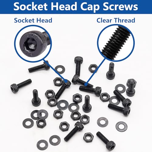 300PCS M3 x 10mm Hex Socket Head Cap Screws with Nuts and Washers, 12.9 Grade Alloy Steel M3 Bolts with Hex Wrench - size: M3 x 10mm, style: Socket Head