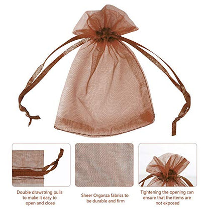 Boshen 100/200PCS Organza Gift Candy Sheer Bags Mesh Jewelry Pouches Drawstring Bulk for Wedding Party Favors Christmas 3"x4" 4" X 6" 5"x7"(3" X 4"(200PCS), Coffee) - color: Coffee-3" X 4"(200PCS)