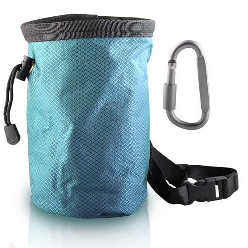 Outdoor Rock Climbing Bouldering Magnesium Powder Bag Quick Dry Waterproof Tightened Bag Gym Weightlifting Deadlift Yoga Multi Purpose Storage Bag with Metal Buckle(Blue)