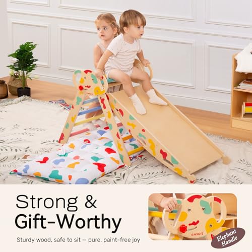 WINGYZ Pikler Triangle Set, Montessori 8-in-1 Foldable Climbing Set | Reversible Animal Slide, Patent-Protected Jungle Gym, Safe 2.35in Gap, ASTM F963 Standards for Toddlers 18M-5Y, Rainbow - color: Rainbow