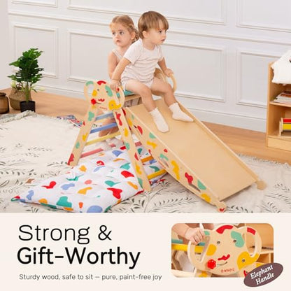 WINGYZ Pikler Triangle Set, Montessori 8-in-1 Foldable Climbing Set | Reversible Animal Slide, Patent-Protected Jungle Gym, Safe 2.35in Gap, ASTM F963 Standards for Toddlers 18M-5Y, Rainbow - color: Rainbow