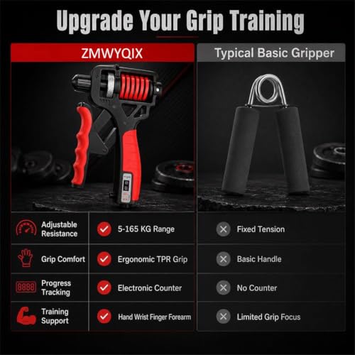 Adjustable Hand Grip Strengthener - Adjustable Resistance Hands Grip Strengthener, 11–364 LB Adjustable Electronic Grip Strength Trainer Build Forearm Strength - color: Black+Electronic