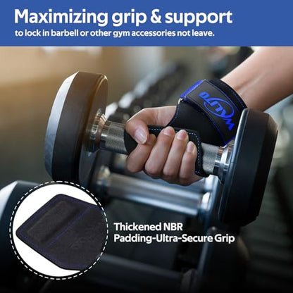 Weight Lifting Wrist Strap，Double Layer Leather Wrist Wraps with Neoprene Padding for Weightlifting & Deadlifts – Adjustable Gym Straps for Men & Women - color: Blue