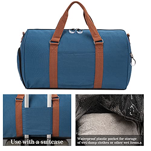 Sports Gym Bag with Shoe Compartment&Wet Pocket,Travel Duffel bag,Weekend Bag,Workout Bag Suitable for Men and Women - color: blue