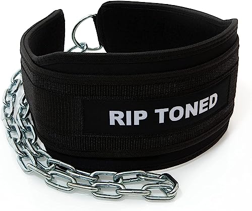 Rip Toned Dip Belt – Weight Lifting Belt with 36" Steel Chain for Dips, Chin Ups & Pullups Heavy Duty | Comfortable Fit | Supports Progressive Overload for Strength & Muscle Gains - color: Black
