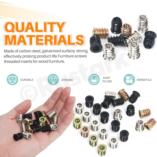 150Pcs M6 Nickle Barrel Nuts Four-jaw Tee Nuts and Threaded Insert Assortment Kit Metric Cross Dowels Slotted Nut T Nut Wood Inserts Bolt for Wood Furniture Beds Crib Chairs - style: 150pcs nickle plated nuts assortment kit