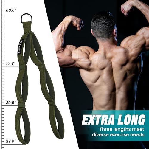 Vulken Tricep Rope Cable Attachment. 28.7 Inch & 22 Inch Two Lengths Built in One Pull Down Rope - color: Green-Three Lengths