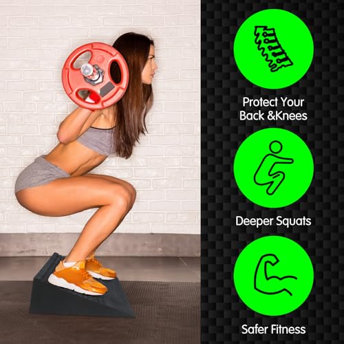 Pangda Squat Wedge Block Slant Board Incline Board 25.4 x 9.3 x 2.6 Inch Deadlift Platform Squat Stand Heel Wedge for Exercise Equipment for Weightlifting Stretching Training Fitness Exercise