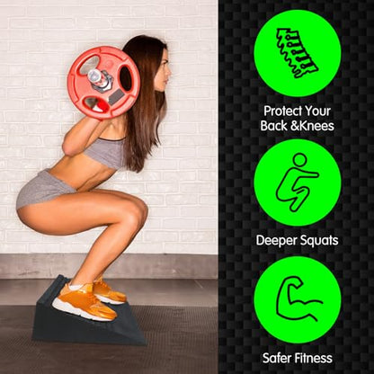 Pangda Squat Wedge Block Slant Board Incline Board 25.4 x 9.3 x 2.6 Inch Deadlift Platform Squat Stand Heel Wedge for Exercise Equipment for Weightlifting Stretching Training Fitness Exercise