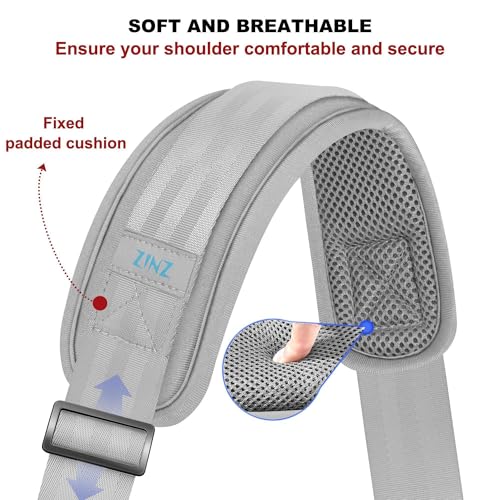 ZINZ 75" Shoulder Strap with Fixed Pad and Dual Balanced Buckles，Gray - color: Gray