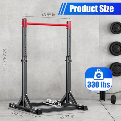 AFFLUENT Pull Up Bar Stand Free Standing Pull Up Bar Station 8 Adjustable Heights Power Tower for Home Gym Workout 330lbs Capacity - color: Red
