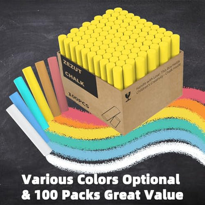 Yellow Chalk 100PCS, Low Dust Chalks Stick Bulk for Chalkboard Blackboard Non-Toxic - color: Yellow - 100PCS