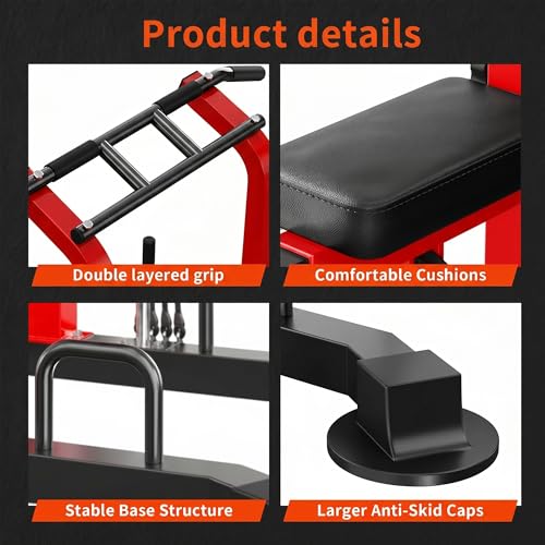 SogesPower Power Tower Multi-Function Pull Up Bar Station for Home Gym | 10-Level Height& 5-Level Armrest Adjustable,2-IN-1 Assisted Pad,Pull Up Dip Station Strength Training Workout Equipment - color: Red