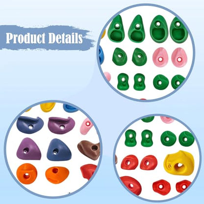 36-Piece Rock Climbing Holds Set, Multi-Size with Mounting Screws, Indoor Outdoor Kids Play Wall Climbing Kit