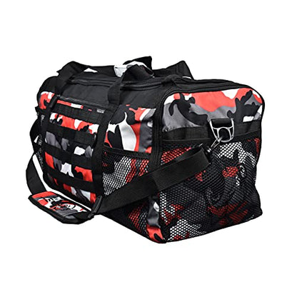 Beast Power Gear Gym Duffle Bag- Workout, Boxing, MMA, Sports Bag with Shoes Compartment and Adjustable Shoulder Strap for Men and Women (Red Camo) - color: Red Camo