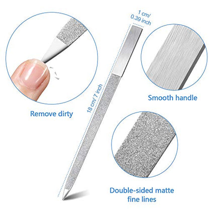 Mudder 6 Pieces Diamond Nail File Stainless Steel Double Side Nail File Metal Buffer Women Men Fingernails Toenails Manicure for Salon and Home, Silver(7 Inch) - size: 7 Inch (Pack of 6)