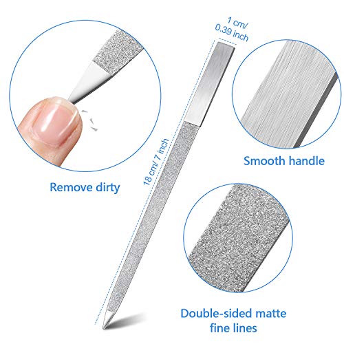 Mudder 3 Pcs Metal Diamond Nail File Set for Women Men Stainless Steel Metal Double Side Fingernail Toenail Buffer Filers Silver Emery Boards for Salon Home Travel Manicure Pedicure Nail Care Tool - color: Silver