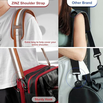 ZINZ Ultra-Thick Fixed Pad Shoulder Strap 76-inch Universal Bag Strap with Breathable Cushion and Dual Balanced Adjustable Buckles for Laptop Bag Luggage Messenger Bag Crossbody etc -Stripe-YWG - color: Stripe-ywg