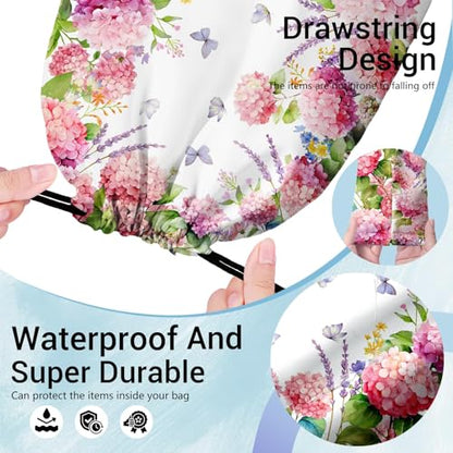 Gymnastics Grip Bag Lightweight Small Drawstring Grip Bags for Gymnasts - color: Hydrangeas Butterflies Pink